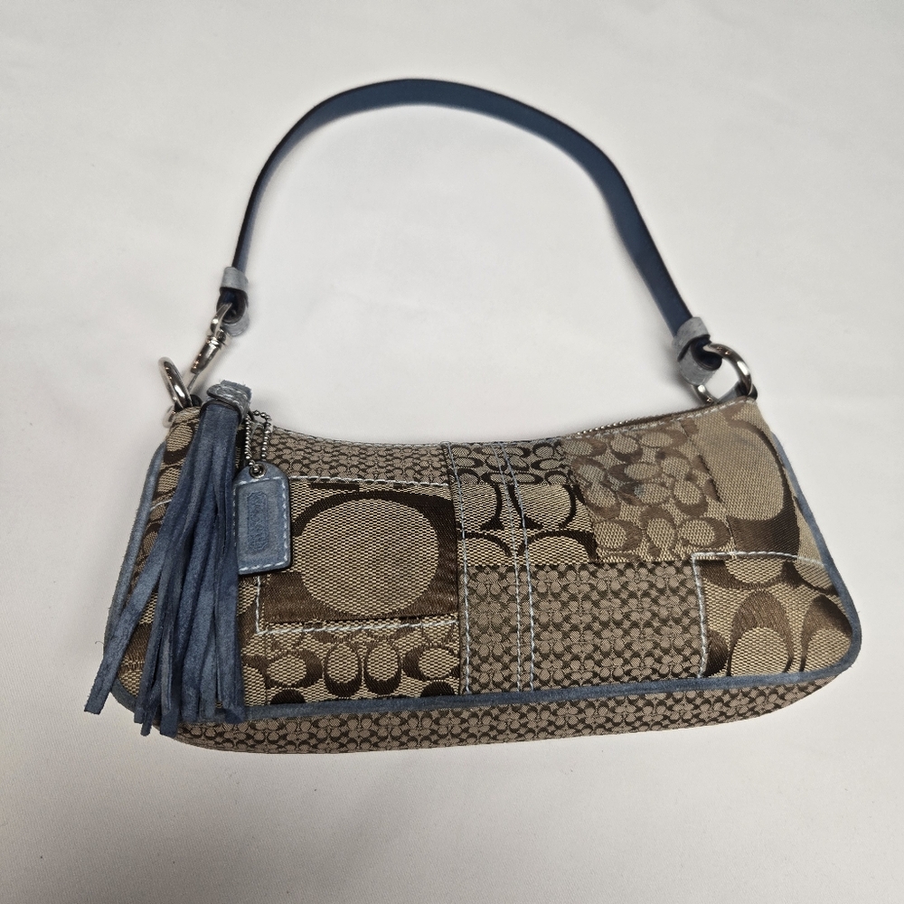 Vintage Coach 3693 Patchwork Python Trim Mini Sho… - image 1